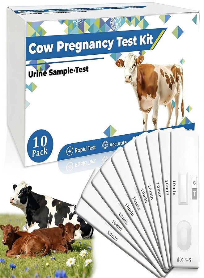 Cow Pregnancy Test Kit: 10 Pack Bovine Pregnancy Test Strips, Fast & Painless Urine Test for Early Detection, Results in 5-10 Minutes, Ideal for Professional Herd Management and Small Farms - Image 1