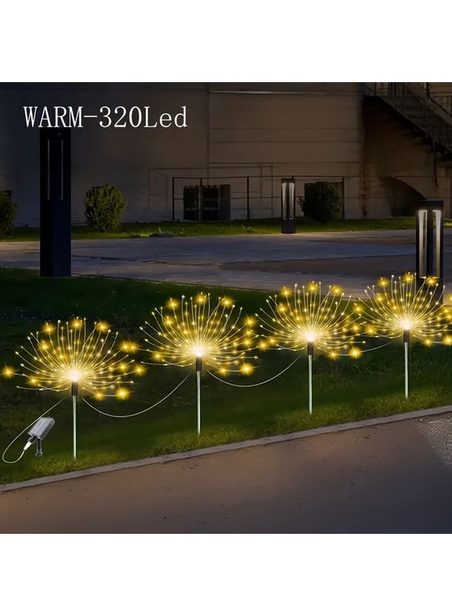 4 قطع 320 مصباح LED أضواء الألعاب النارية الشمسية لتزيين الحدائق الخارجية 8 أوضاع تشغيل وإيقاف تلقائي - Image 1