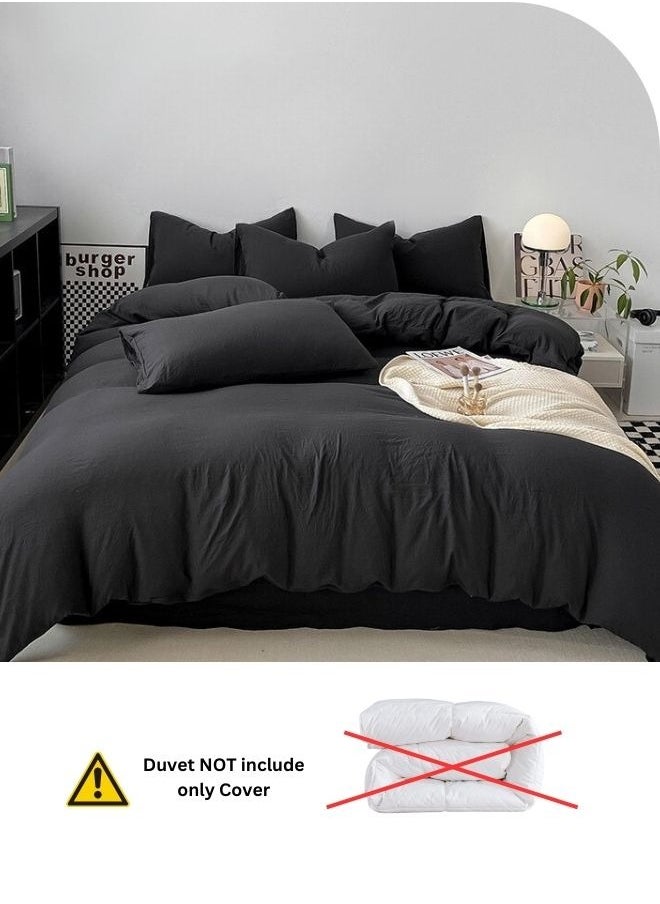 LUNA Home 6 Piece Queen Size Bed Set Without Filler, Washable Cotton, Black.  - Image 5