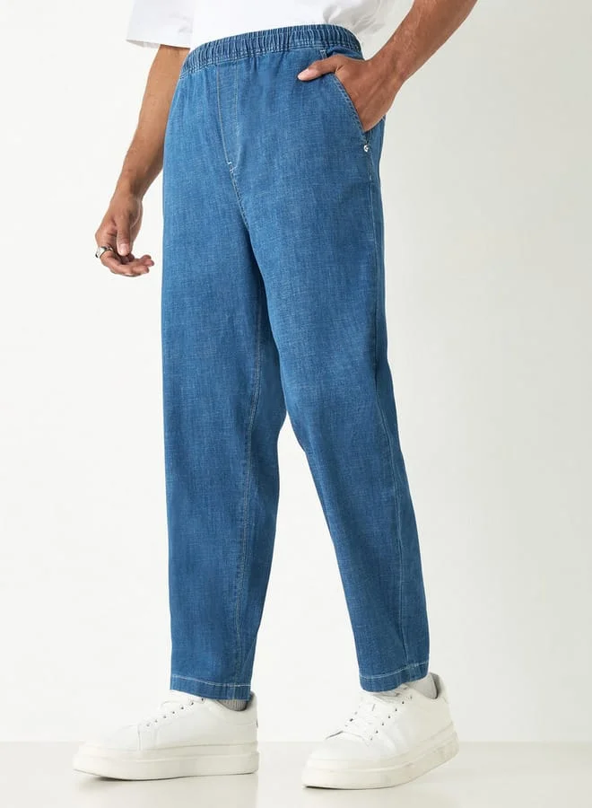 Lee Cooper Lee Cooper Relaxed Fit Pants with Elasticated Waistband and Pockets