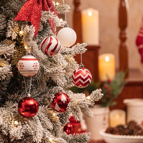 Valery Madelyn Christmas Ornaments Tree Decorations 30ct Red and White Shatterproof Christmas Ball Ornaments Set 236 Inch Hanging Ornament Bulk for Xmas Holiday Party Decor - Image 3