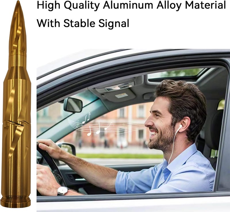 Seprochoo Car Truck Bullet Antenna 50 Cal Bullet Antenna Truck Accessories Universal Replacement for GMC Sierra 1500 Chevy Dodge Ram Silverado 1500 2500 3500 Ford F150 F250 F350 Spiral Pattern (Gold, 5.5inch) Long term storage compatible - Image 4