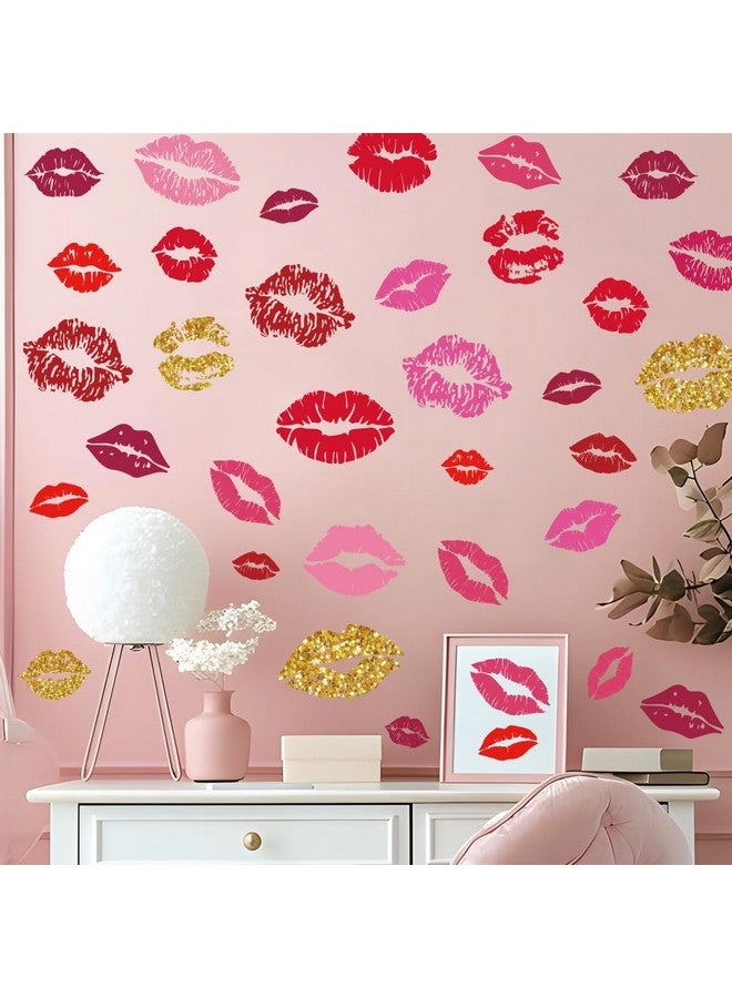 SUPERDANT Kiss Lips Wall Stickers 48pcs Red Lips Sticker Self-Adhesive Vinyl Wall Decals Valentine's Day Trendy DIY for Bedroom Bathroom Party Decorations Lip Decals Room Decor - Image 4