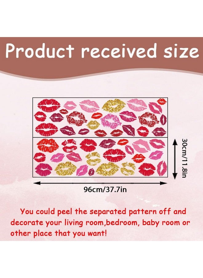 SUPERDANT Kiss Lips Wall Stickers 48pcs Red Lips Sticker Self-Adhesive Vinyl Wall Decals Valentine's Day Trendy DIY for Bedroom Bathroom Party Decorations Lip Decals Room Decor - Image 2