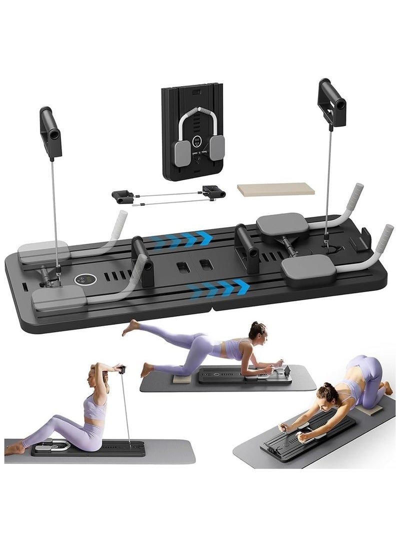 Arabest Pilates Board, Pilates Reformer Set, 5 in1 Pilates Reformer Machine with Timer, Multi-Purpose Foldable Pilates Reformer Board for Home, Pilates Sliding Board for Home Women Men - Image 1