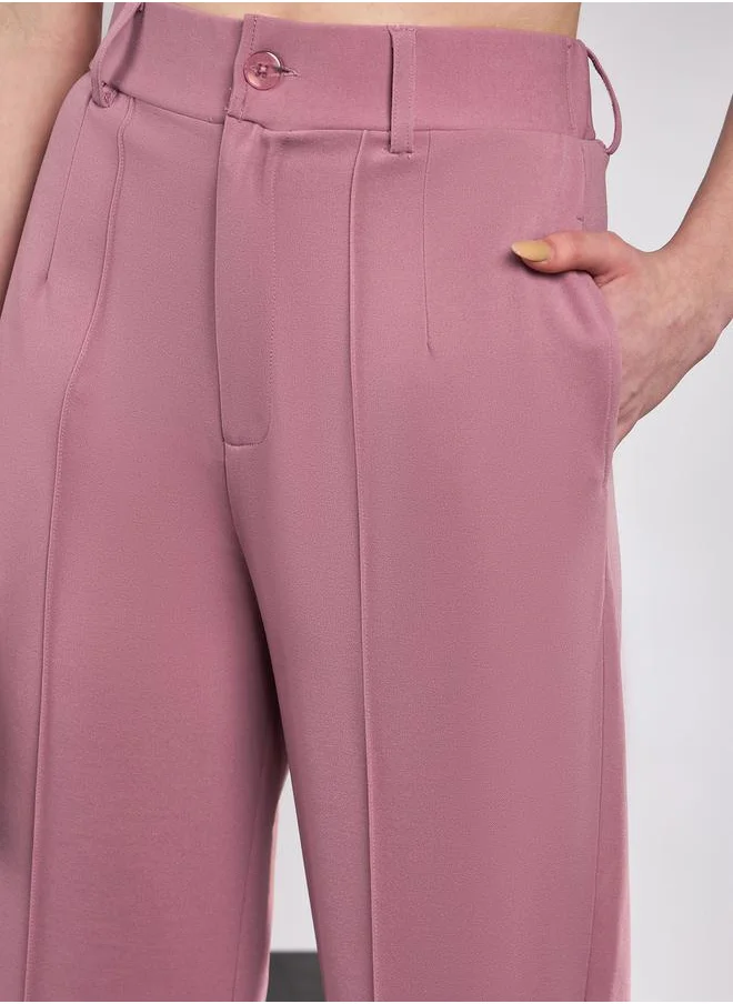 SASSAFRAS Front Darted Knitted Straight Pants by Styli