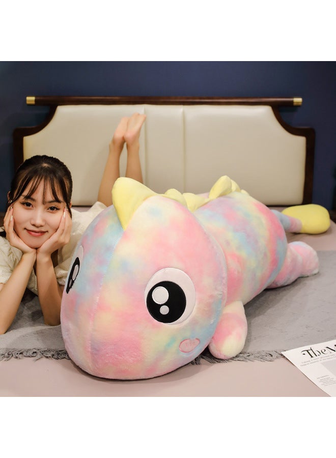 Dinosaur Plush Toy Pillow Girl Sleeping Special Bed Sleeping Doll Big Doll Leg Clip Cloth Doll-Color:Tie-dye Green Dinosaur-Height:Total Length 1.4m - Image 3