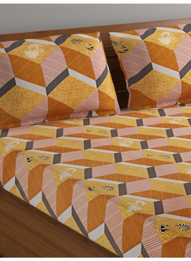 Rubix Home Rubix Home 140 TC 100 Cotton Multicolor Queen Double Bedsheet with 2 Pillow Covers  - Image 3