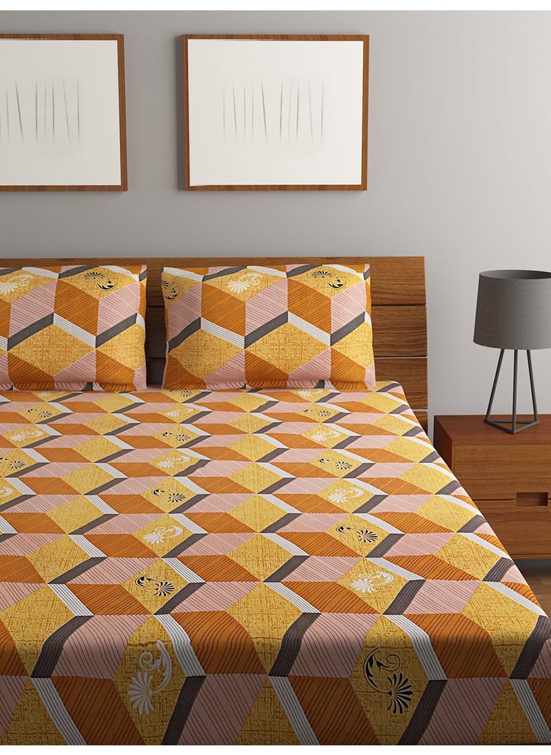 Rubix Home Rubix Home 140 TC 100 Cotton Multicolor Queen Double Bedsheet with 2 Pillow Covers  - Image 2