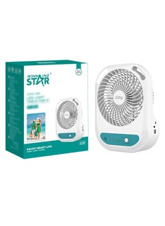 WINNINGSTAR Desk Fan, Table Fan, USB Portable Air Conditioner Fan, 3 Speeds, With LED Light, Rechargeable Air Cooler Desktop Cooling Fan, for Home Room Office ST-4052 - White  - Image 5