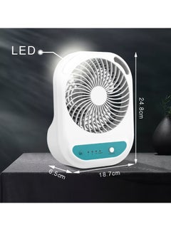 WINNINGSTAR Desk Fan, Table Fan, USB Portable Air Conditioner Fan, 3 Speeds, With LED Light, Rechargeable Air Cooler Desktop Cooling Fan, for Home Room Office ST-4052 - White  - Image 3