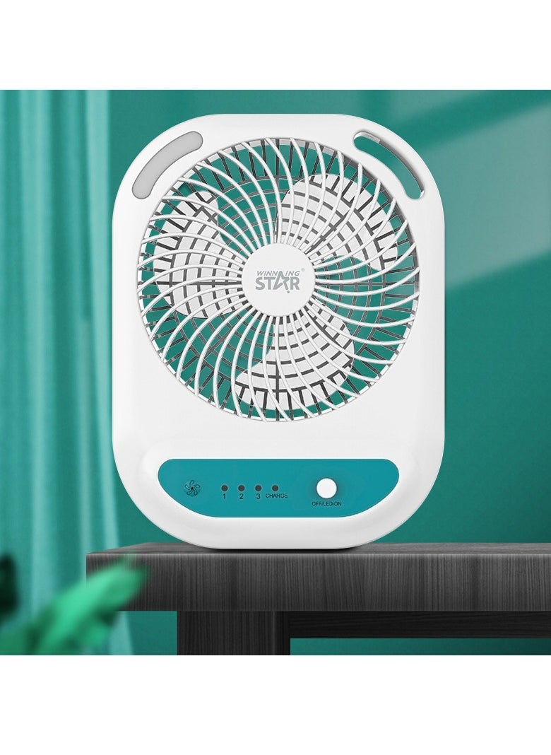 WINNINGSTAR مروحة مكتب، مروحة طاولة، مروحة مكيف هواء محمولة USB، 3 سرعات، مع ضوء LED، مروحة تبريد سطح المكتب قابلة لإعادة الشحن، لغرفة المنزل والمكتب ST-4052 - أبيض  - Image 4
