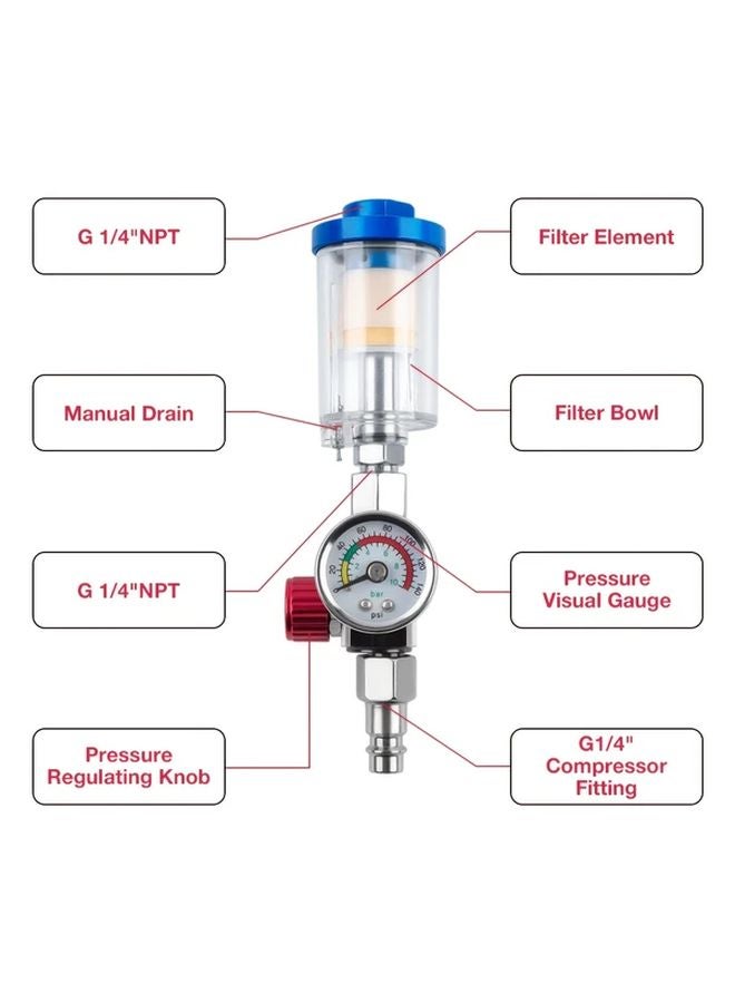 3pcs Set 1 4 Inch Air Filter Regulator With Pressure Gauge Oil Water Separator - Image 4