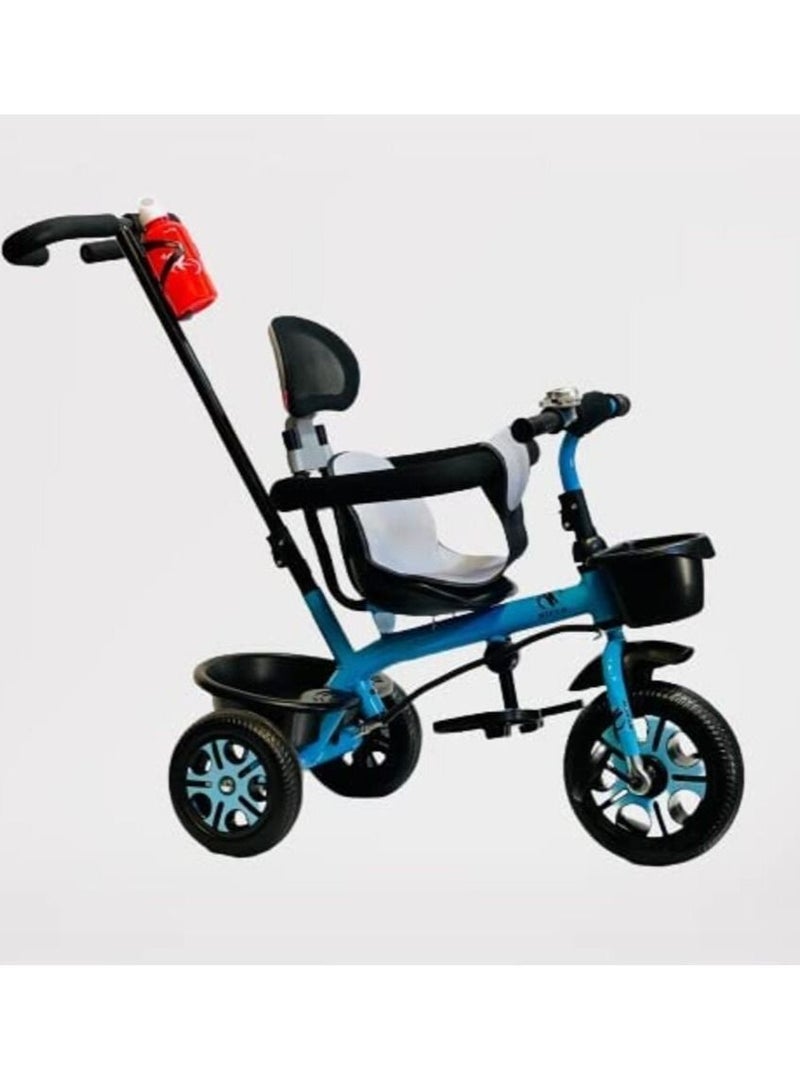 NTECH Kids Push Bar Ride On Tricycle Bike Tricycles For 1 To 6 Years Old Baby Trike Kid's Ride On Tricycle With Push Bar 3 Wheels Bike For Boys and Girls 3 Wheels Toddler Tricycle BLUE - Image 1