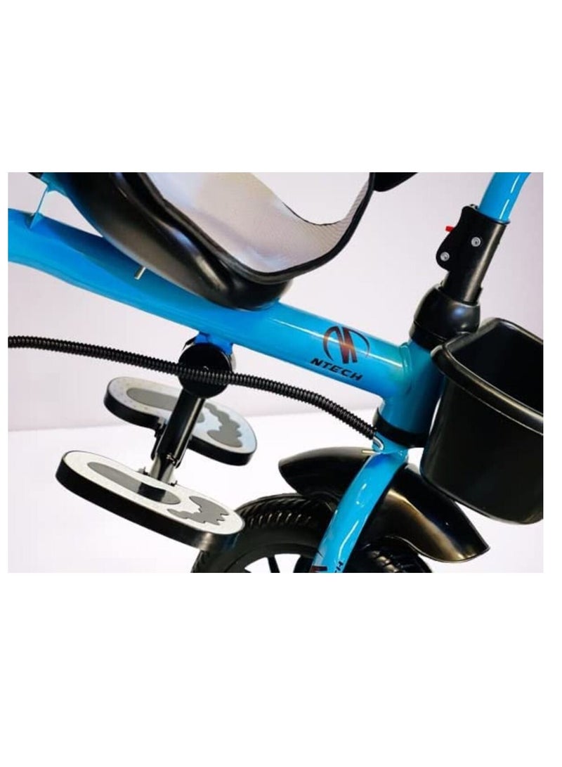 NTECH Kids Push Bar Ride On Tricycle Bike Tricycles For 1 To 6 Years Old Baby Trike Kid's Ride On Tricycle With Push Bar 3 Wheels Bike For Boys and Girls 3 Wheels Toddler Tricycle BLUE - Image 4