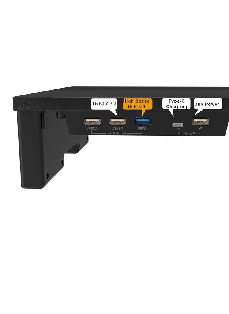 FlashHawk Monitor Stand Riser with USB 3.0 Hub and Type-C Charging,Desktop Monitor Stand with Drawer for Laptop Computer Monitor Printer  - Image 3