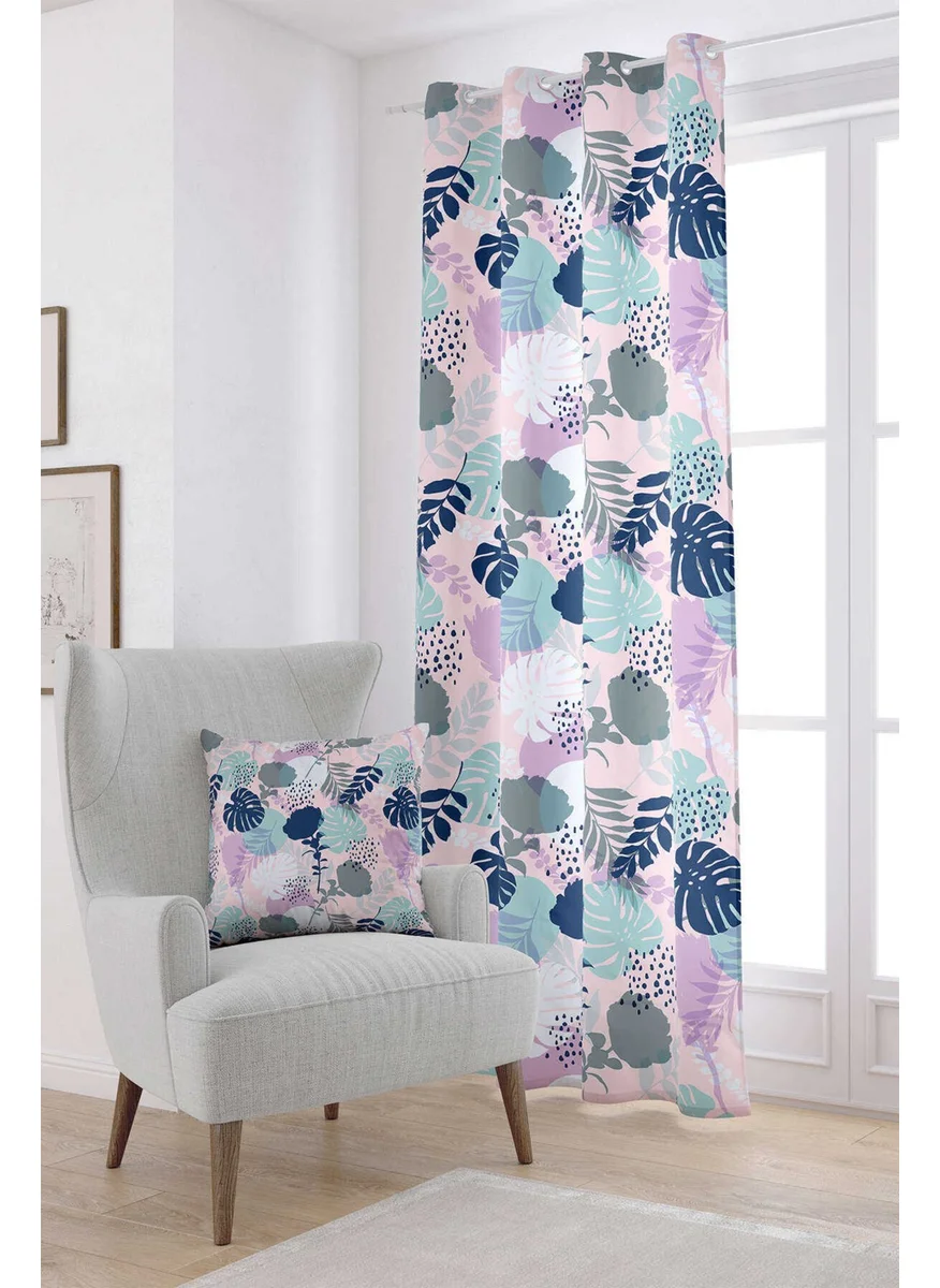 Cango Home Pink Blue Tropical Patterned Digital Printed Curtain OTYK788-PR