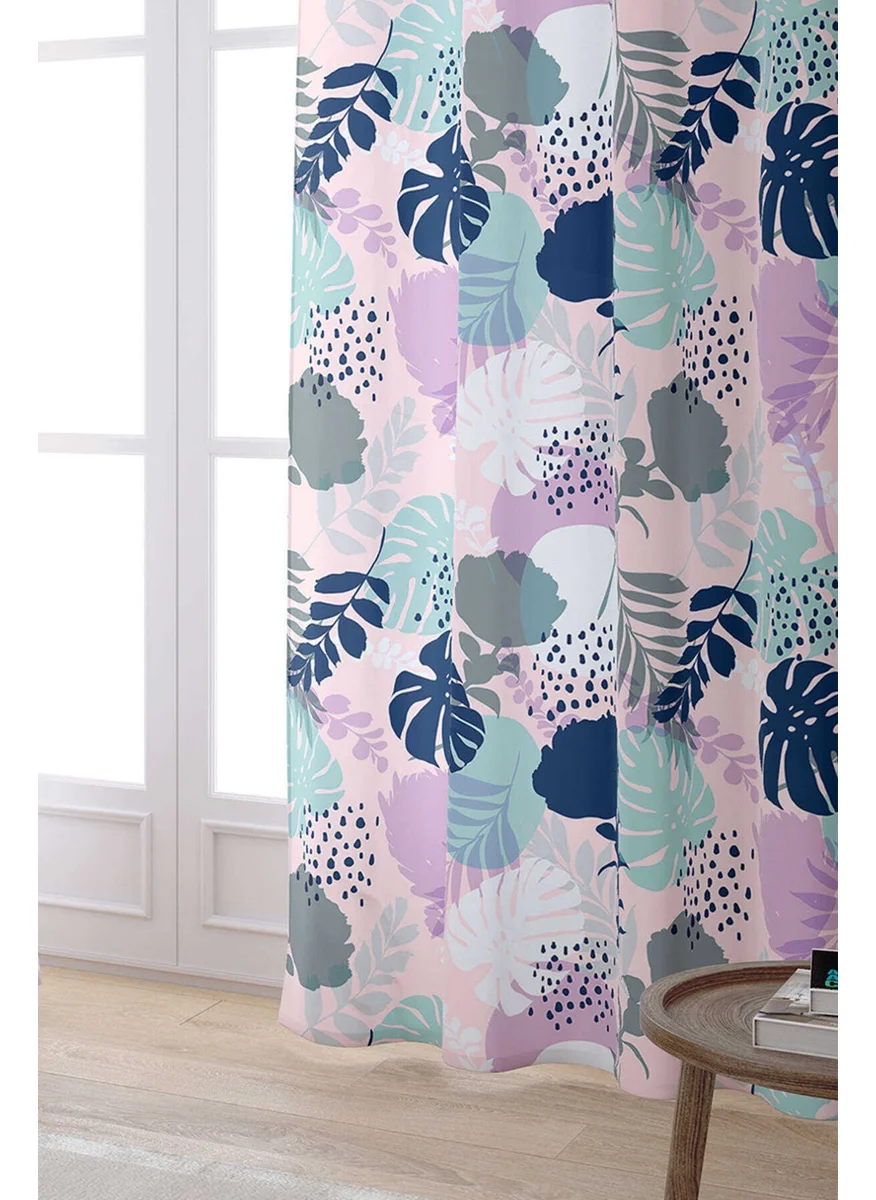 Cango Home Pink Blue Tropical Patterned Digital Printed Curtain OTYK788-PR