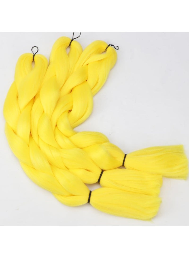 إستيل وصلات شعر أفريقية، وصلات شعر كروشيه مضفرة، شعر تجديل صناعي بدرجة حرارة عالية من الألياف الصناعية ياكي جامبو (اللون أصفر، 3 قطع) - Image 2