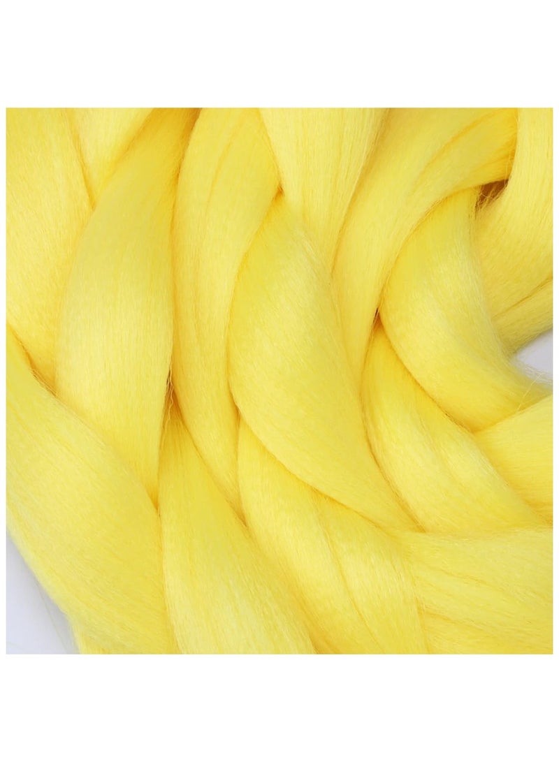 إستيل وصلات شعر أفريقية، وصلات شعر كروشيه مضفرة، شعر تجديل صناعي بدرجة حرارة عالية من الألياف الصناعية ياكي جامبو (اللون أصفر، 3 قطع) - Image 3