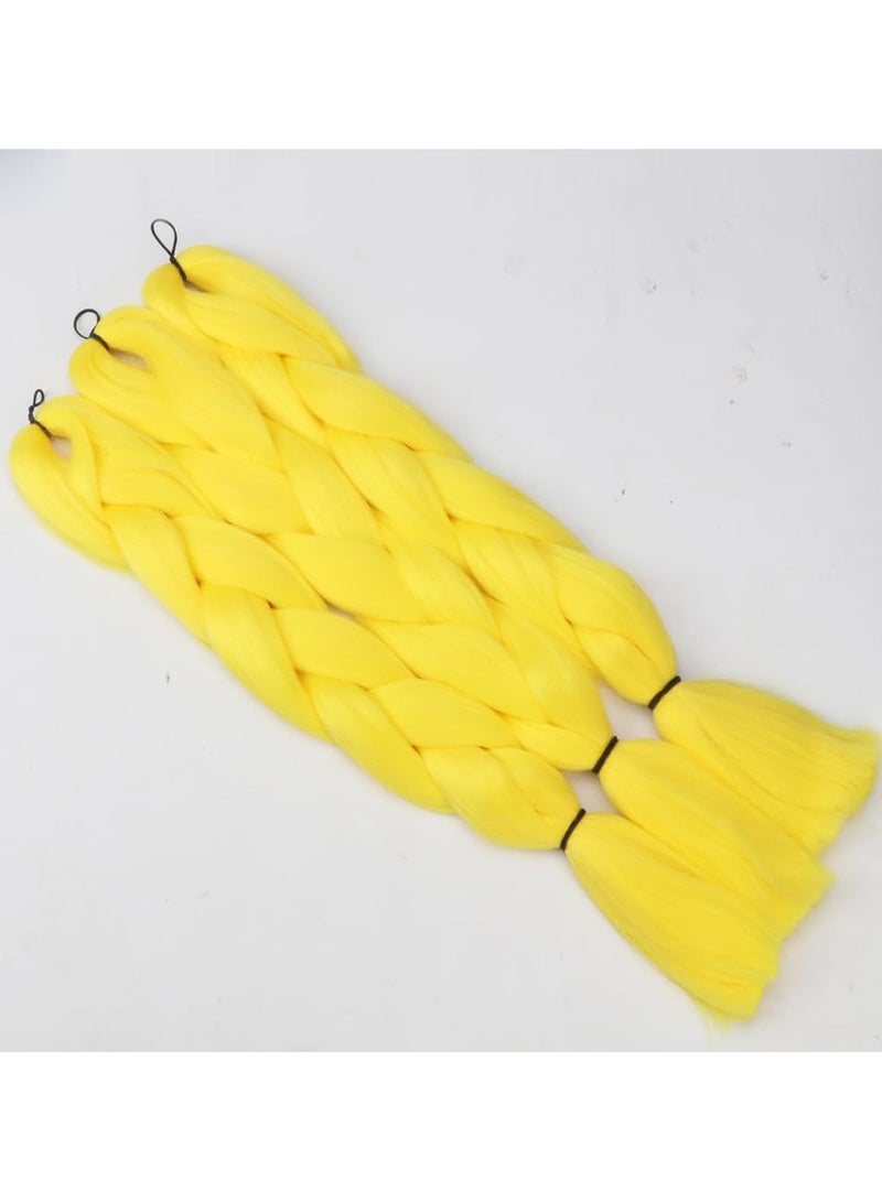 إستيل وصلات شعر أفريقية، وصلات شعر كروشيه مضفرة، شعر تجديل صناعي بدرجة حرارة عالية من الألياف الصناعية ياكي جامبو (اللون أصفر، 3 قطع) - Image 4