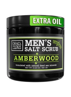 Dead Sea Collection Salt Body Scrub Amberwood For Men - Moisturizes, Exfoliates & Nourishes Skin - Cleanses & Detoxifies with Dead Sea Minerals - Dead Sea Collection - 23.28 OZ  - Image 1