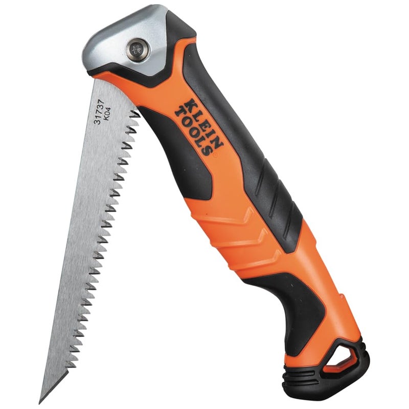 Klein Tools 31737 Folding Jab Saw / Drywall Hand Saw with Lockback at 180 and 125 Degrees and Tether Hole - Image 1