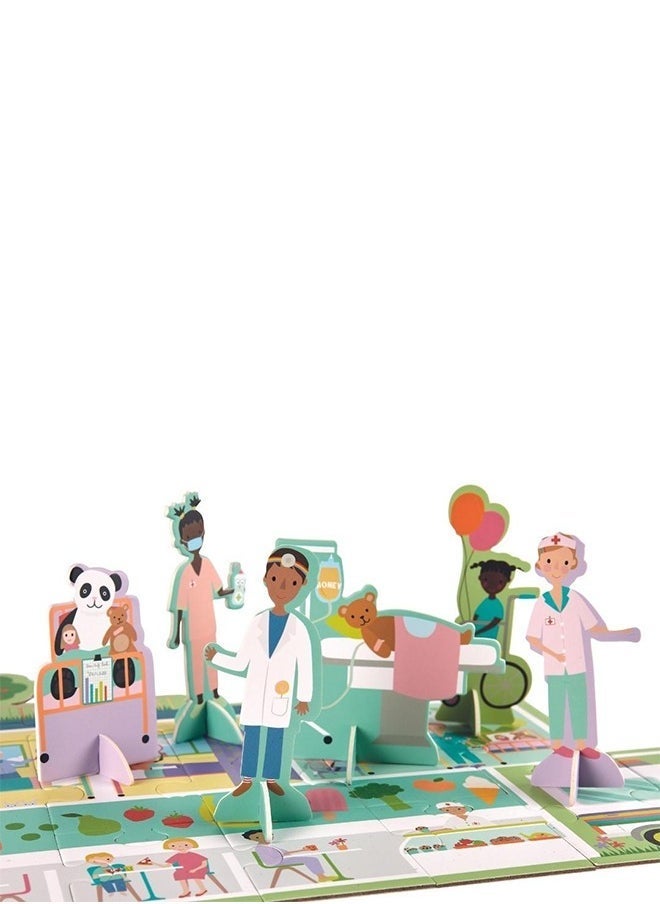 Floss & Rock Happy Hospital Floor Puzzle | 60-Piece Jigsaw Puzzle for Kids | Pop Out Puzzle Pieces | Educational Puzzle Game | Large Floor Puzzle for Kids  - Image 2