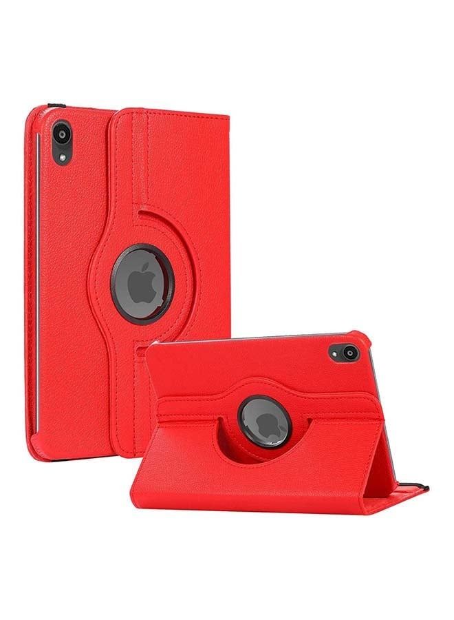 غطاء خلفي واقي بحامل دوار 360 درجة لجهاز iPad Mini من الجيل السادس 8.3 بوصة 2021 أحمر - Image 1