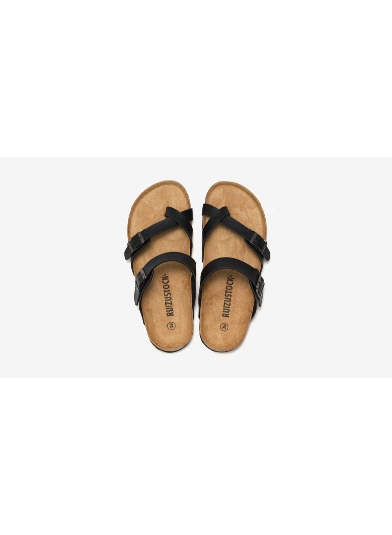 NIBEMINENT Summer Women's Shoes Fashion cork Slippers Trendy couple beach shoes Casual comfortable flat slippers  - Image 2