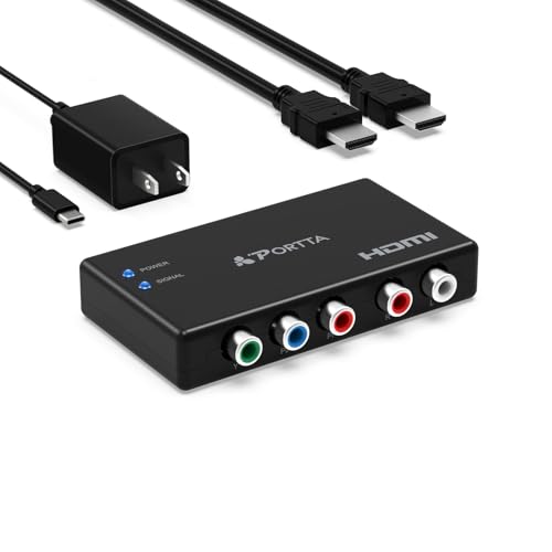 Portta Component to HDMI Converter with HDMI Cable, RGB 5 RCA YPbPr to Video Converter, Support 1080p 60Hz for PS2 PS3 Xbox 360 - Image 1