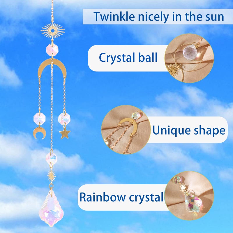 Worgree 6Pieces Colorful Crystals Suncatcher Hanging for Window Crystal Ball Prism Rainbow Maker Pendants for Garden Christmas Tree Wedding Party Patio Backyard Car Home Indoor Outdoor Decoration - Image 5