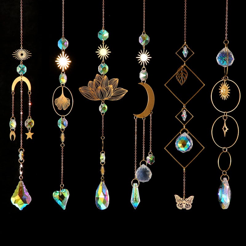 Worgree 6Pieces Colorful Crystals Suncatcher Hanging for Window Crystal Ball Prism Rainbow Maker Pendants for Garden Christmas Tree Wedding Party Patio Backyard Car Home Indoor Outdoor Decoration - Image 4
