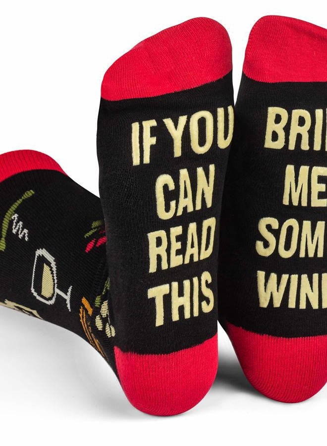 Lavley If You Can Read This - Funny Socks Novelty Gift For Men, Women and Teens, Red & White Wine, One size - Image 1
