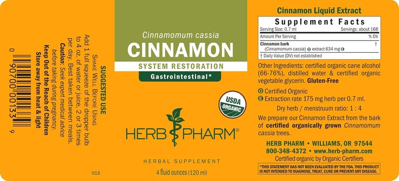 Herb Pharm Certified Organic Cinnamon Liquid Extract - 4 Ounce for Cardiovascular and Circulatory Support - Image 5