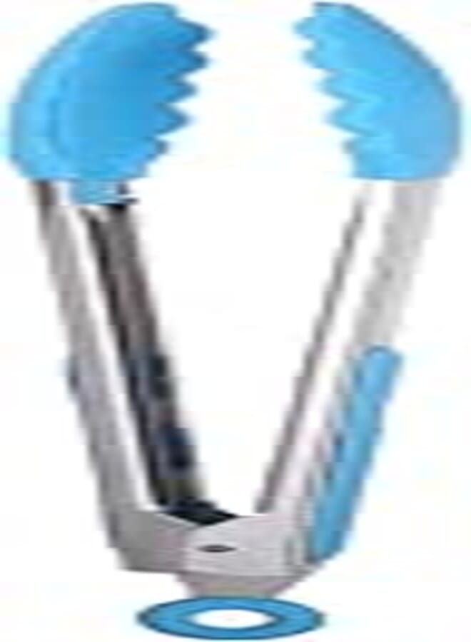 Generic Group Tiger Silicone Tongs with Stainless Steel Handle - Blue and Silver