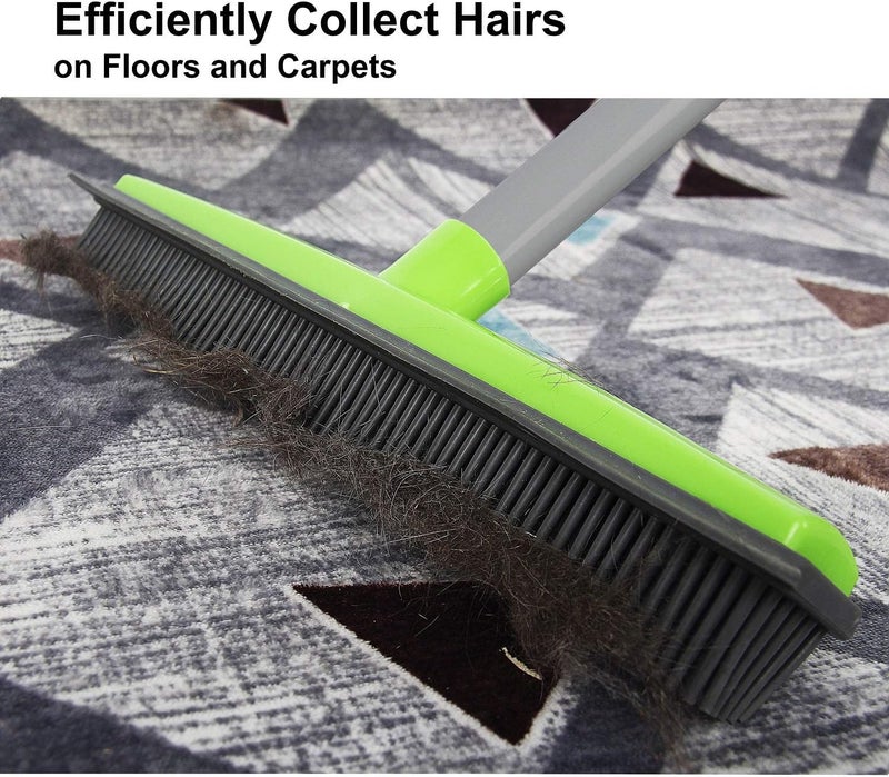 Lanhope LandHope Push Broom Long Handle Rubber Bristles Sweeper Squeegee Edge 59 inches Non Scratch Bristle Broom for Pet Cat Dog Hair Carpet Hardwood Tile Windows Clean Water Resistant (Multi Segment Handle) - Image 5