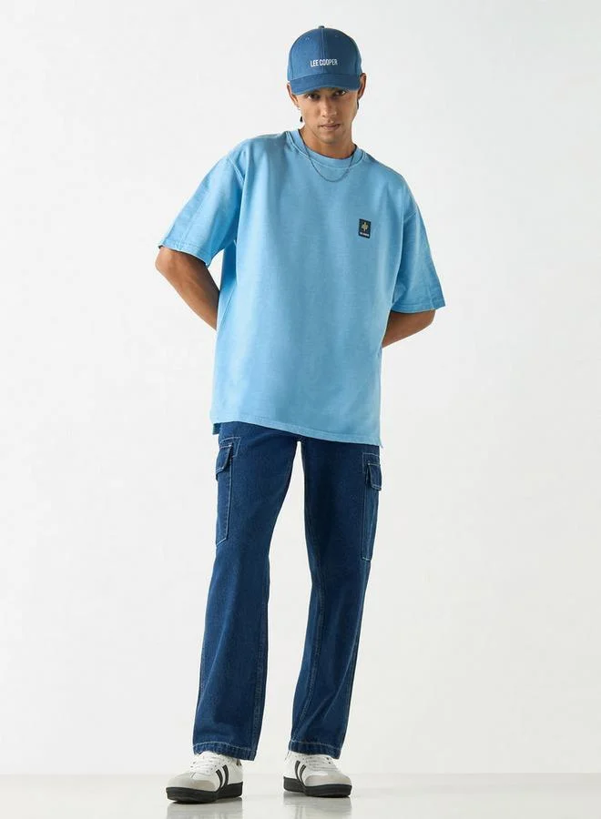 لي كوبر تيشيرت فضفاض سادة بأكمام قصيرة وياقة ضيقة من لي كوبر