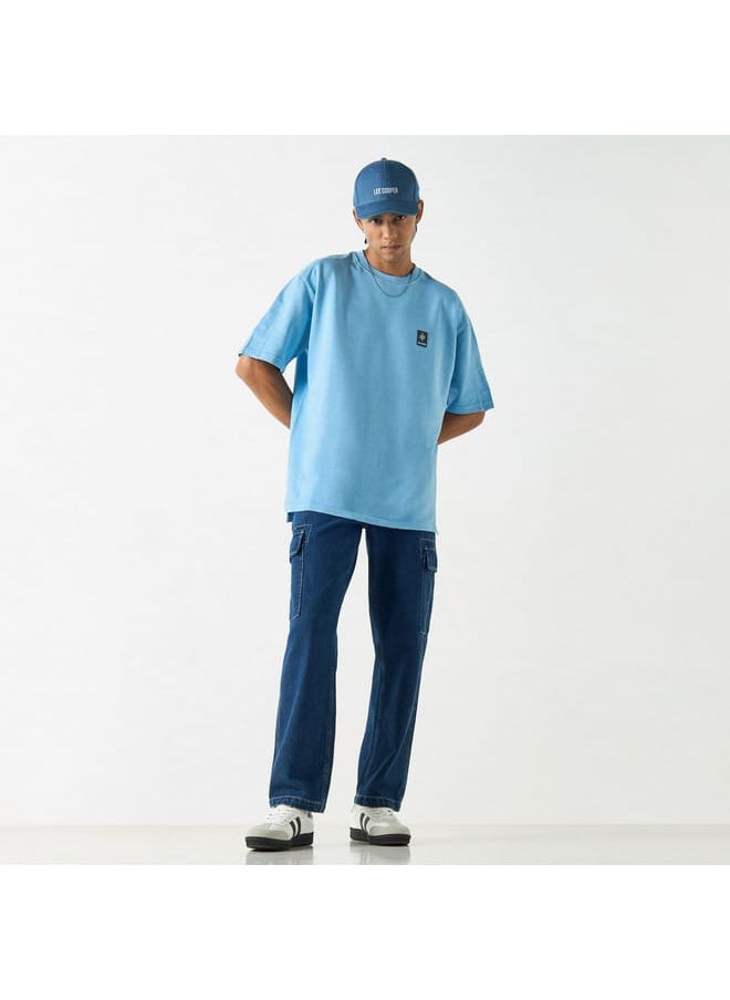Lee Cooper Lee Cooper Solid Oversized T-shirt with Crew Neck and Short Sleeves  - Image 2