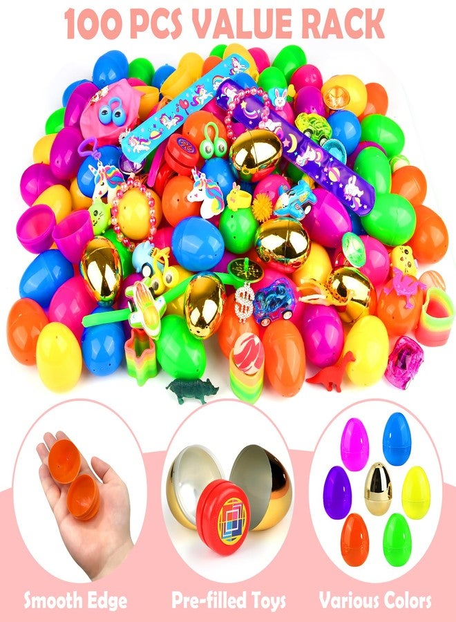 LEASEN [ 6 Surprise Golden Eggs ] 100 Pack Prefilled Easter Eggs with Novelty Toys Inside, 100 Plastic Easter Eggs Fillers with Toys, Pre-filled Easter Egg Party Favors, Easter Basket Stuffers - Image 5