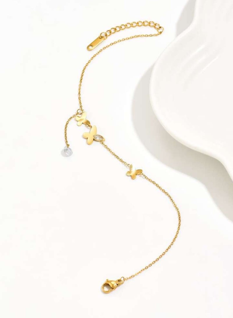 إيكوال خلخال نسائي انيق مصنوع من الاستانلس ستيل مطلي باللون الذهبي - Image 2