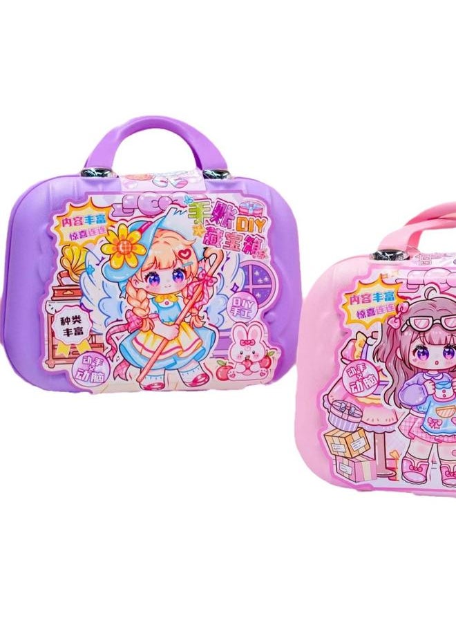 Bluejw - Hand Account Suit Gift Box Girl's Heart Cute Hand Account Book Children's Full Set Of Goo Card Stickers Suitcase Surprise Treasure Box - Image 1