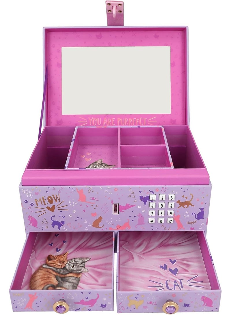 Top Model Jewellery Box with Code and Sound, Jewellery Box with Mirror, 2 Drawers and Many Compartments - Image 3