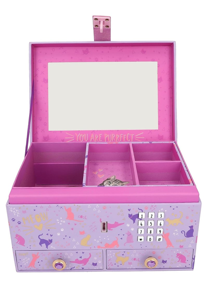 Top Model Jewellery Box with Code and Sound, Jewellery Box with Mirror, 2 Drawers and Many Compartments - Image 2