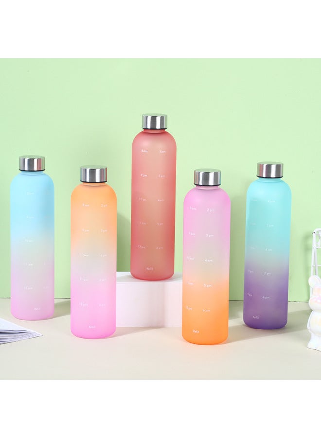 Large Capacity Sports Water Bottle 1000ml Stainless Steel Cover Cup Body 8 Color Gradient Spray Paint Sports Water Cup In Stock-Color:Black-Capacity:1000ml - Image 2