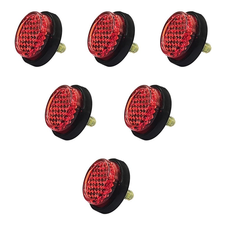 GolTHd Motorcycle License Plate Bolts and Nuts 6 Pcs Mini Reflector Tag Screws M5 Round Reflective Fasteners for Motorcycle License Plate Bracket Bicycle Car and Trailer Red - Image 3