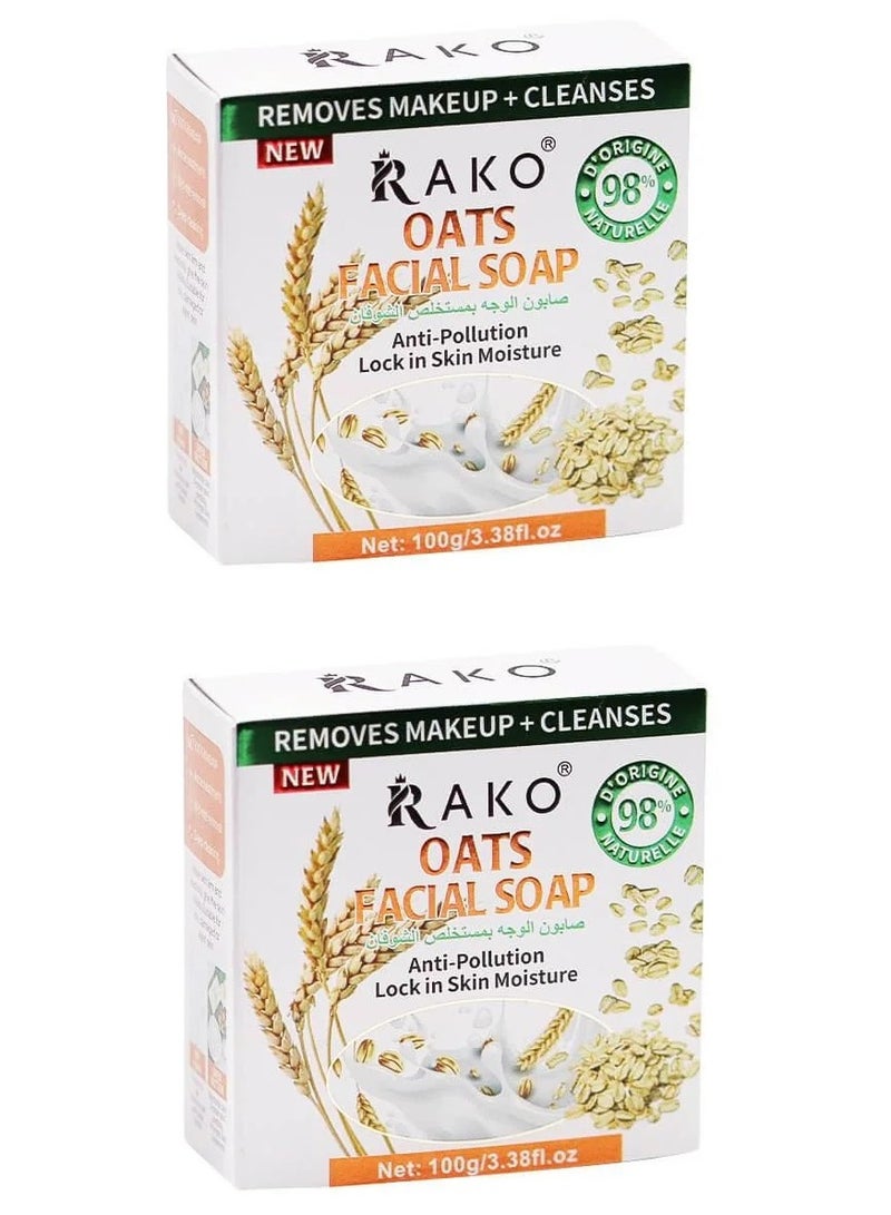 RAKO Two Pieces of Facial Soap with Oats Extract - 100 gm - Image 1