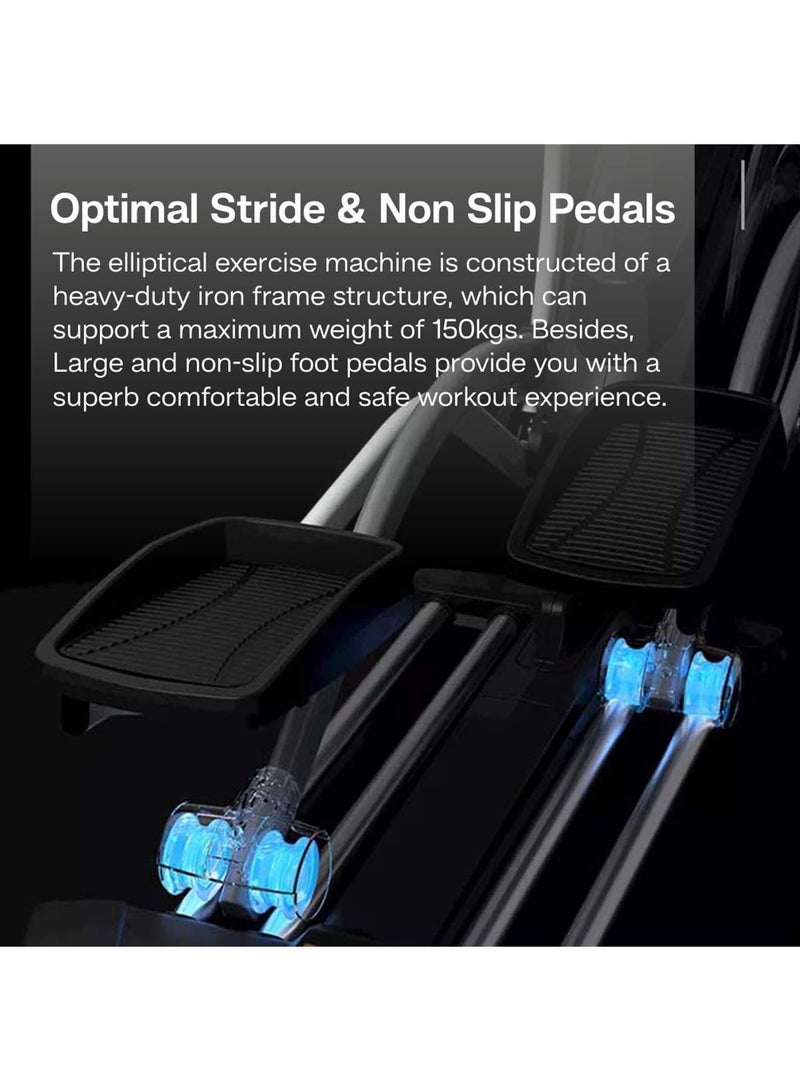 Sparnod Fitness SET-440 جهاز تدريب متقاطع بيضاوي الشكل شبه تجاري للصالة الرياضية المنزلية - شاشة LCD، تصميم مضغوط، عجلة قيادة مثالية بوزن 5 كجم (تركيب مجاني) - Image 4