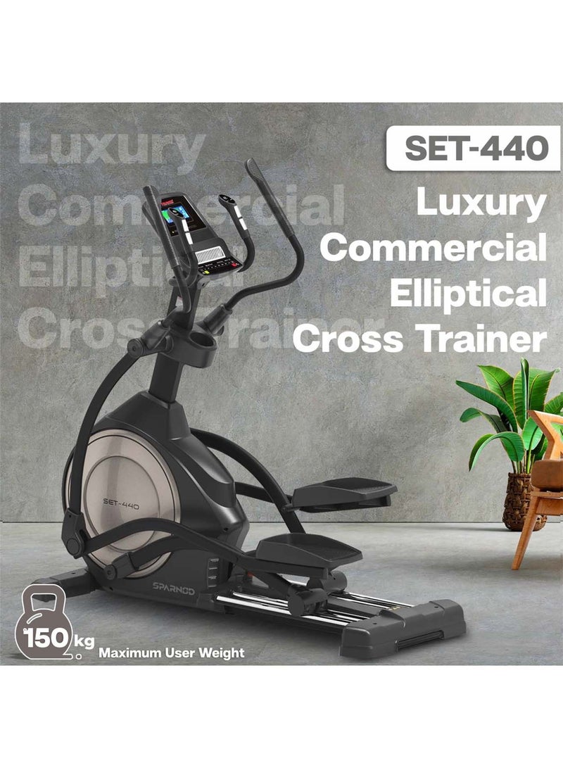 Sparnod Fitness SET-440 جهاز تدريب متقاطع بيضاوي الشكل شبه تجاري للصالة الرياضية المنزلية - شاشة LCD، تصميم مضغوط، عجلة قيادة مثالية بوزن 5 كجم (تركيب مجاني) - Image 2