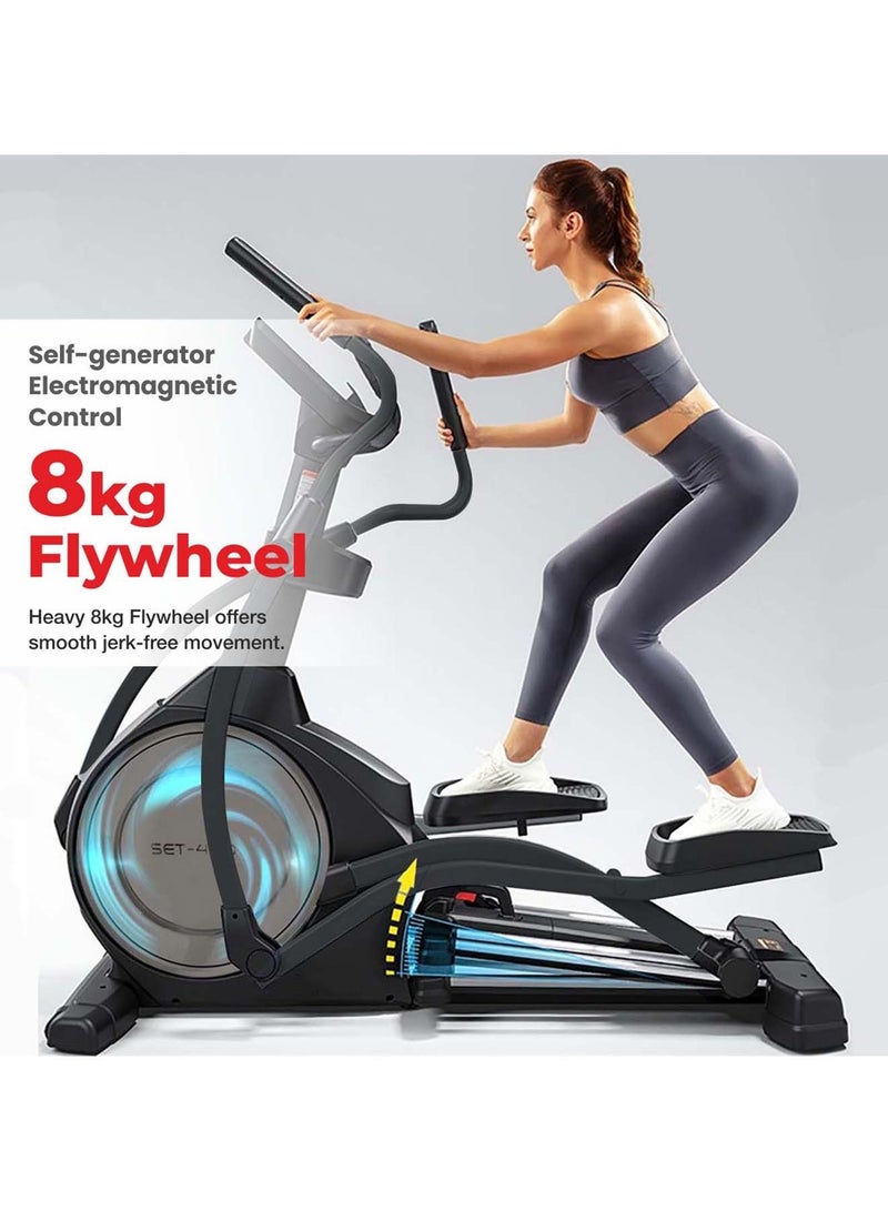 Sparnod Fitness SET-440 جهاز تدريب متقاطع بيضاوي الشكل شبه تجاري للصالة الرياضية المنزلية - شاشة LCD، تصميم مضغوط، عجلة قيادة مثالية بوزن 5 كجم (تركيب مجاني) - Image 5